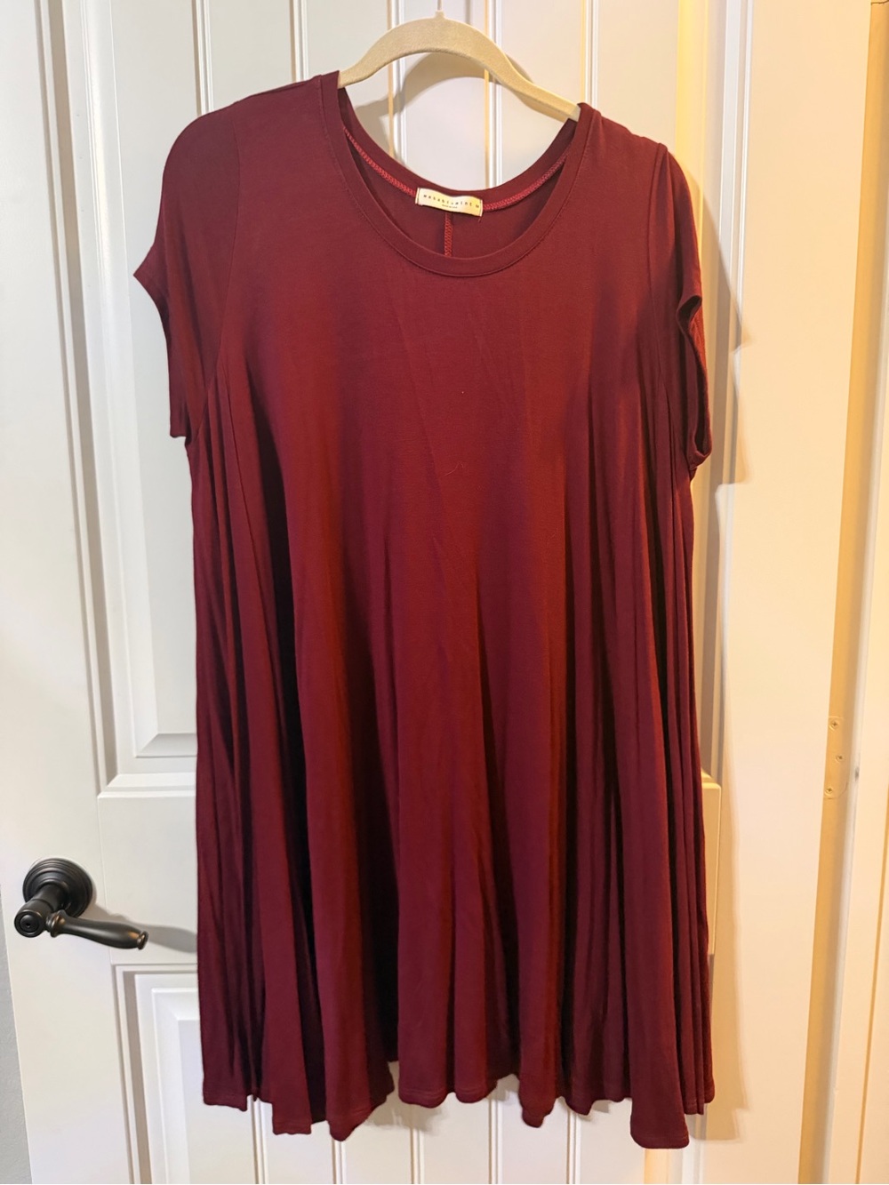 Women’s Burgundy Swing Mini Dress - Unknown Brand